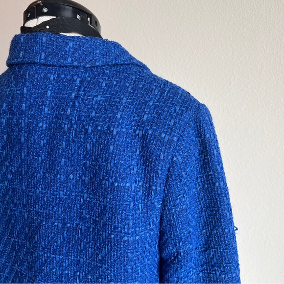 NWOT Rachel Zoe Royal Blue Tweed Cropped Blazer - Picture 7 of 14